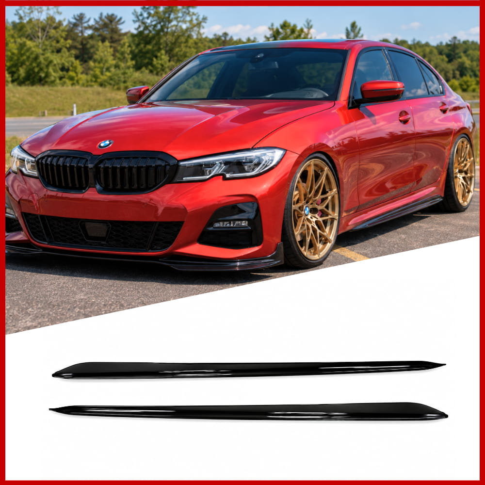 Side Skirt Lip Fits BMW 3 Series G20 G21 M Sport MP Style Gloss Black