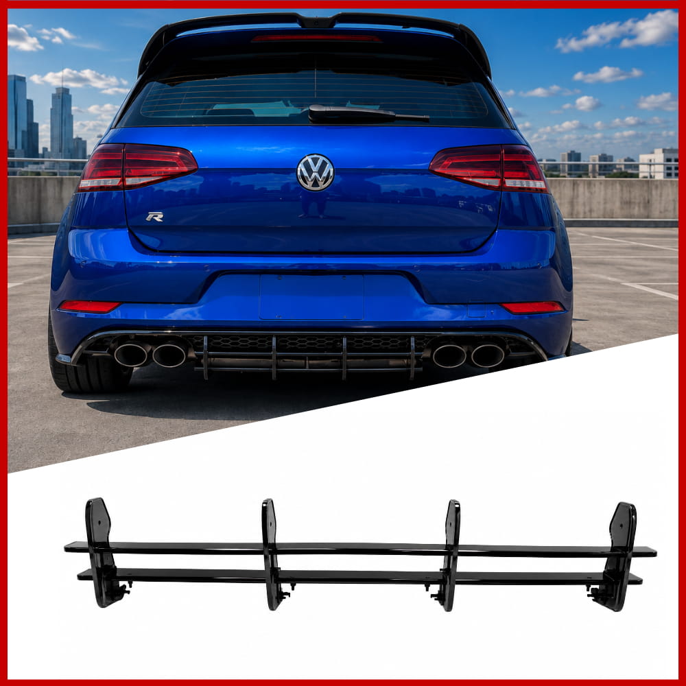 Rear Diffuser Fits Volkswagen Golf MK7.5 R Gloss Black ABS Plastic