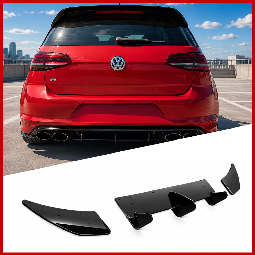 Rear Diffuser Fits Volkswagen Golf MK7 R Gloss Black