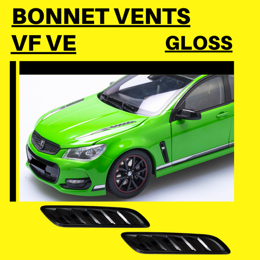 Holden Commodore VF VE Bonnet Vents GLOSS Black Stick On