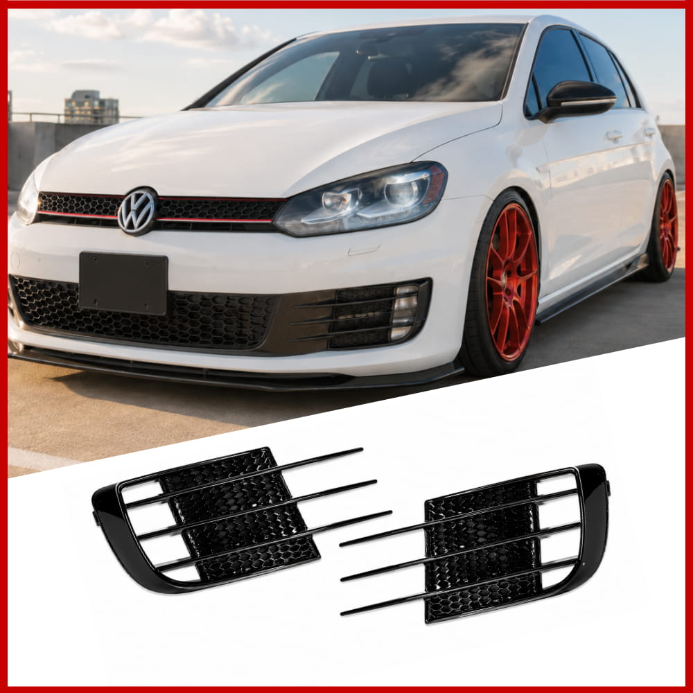 Front Bumper Fog Light Cover Grilles Fits Volkswagen Golf MK6 GTI Gloss Black