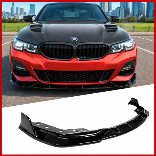 Front Lip Fits BMW 3 Series G20 G21 M Sport Competition Gloss Black ABS