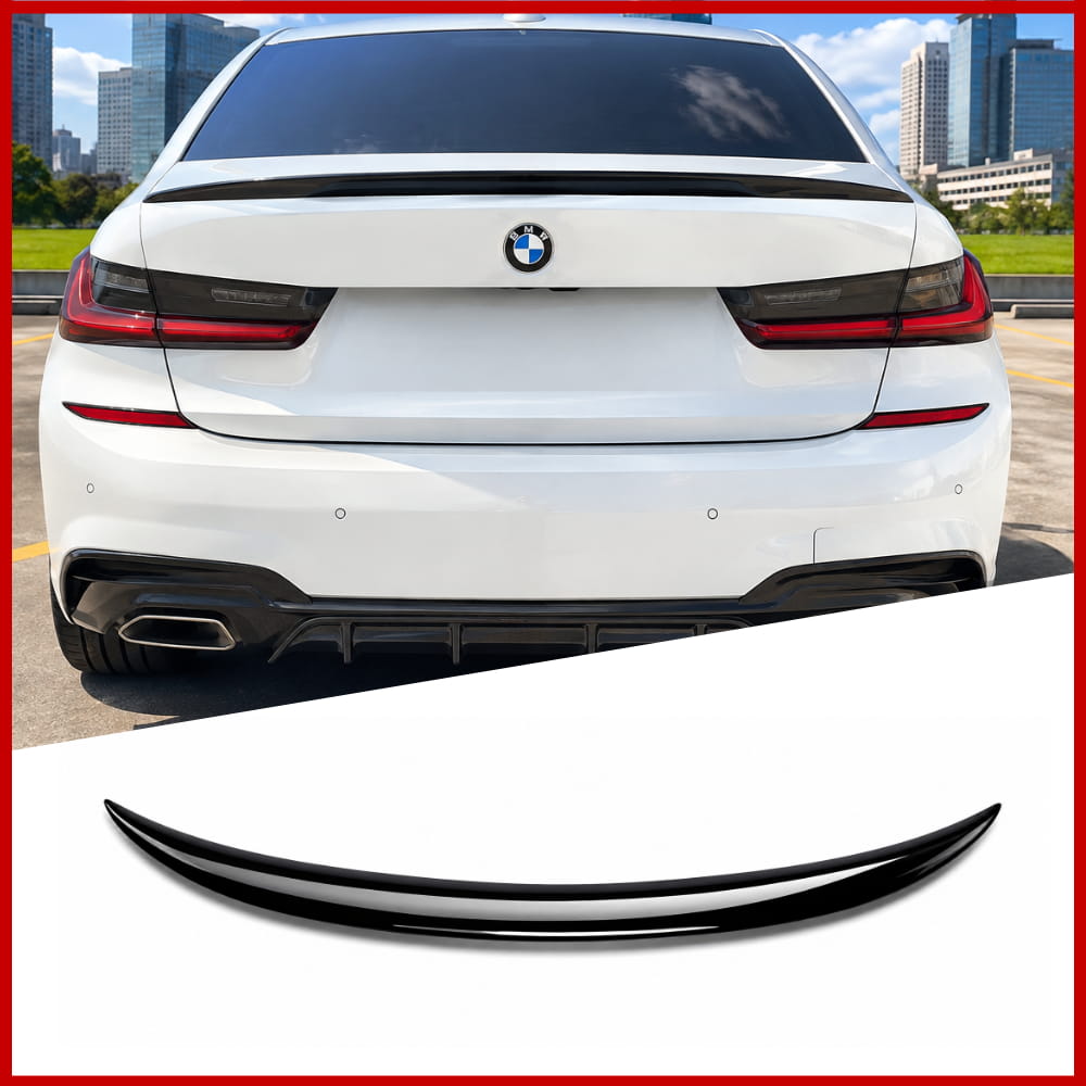 P Style Rear Boot Spoiler Fits BMW 3 Series G20 G80 M3 Gloss Black