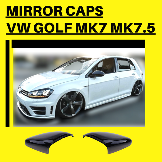 Gloss Black Mirror Caps With Replacement Clips For Volkswagen Golf MK 7 MK 7.5 GTI R (13-21)